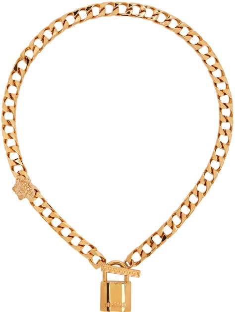 jewelry versace gold|Versace lock statement necklace.